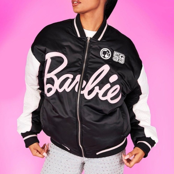 NWT Barbie + Boohoo Barbie Varsity Jacket - Picture 2 of 11